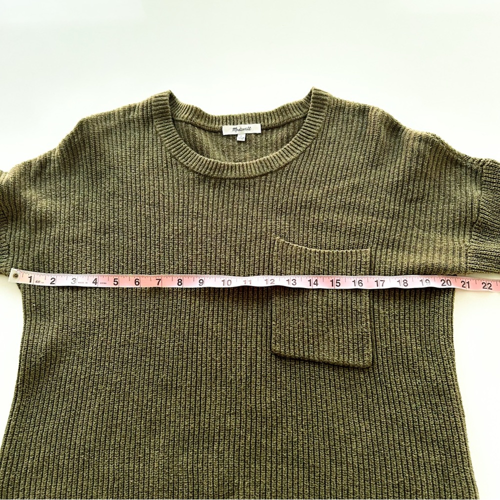 Madewell Thompson Pocket Pullover Sweater Heather Elm Green Size M - Picture 11 of 16